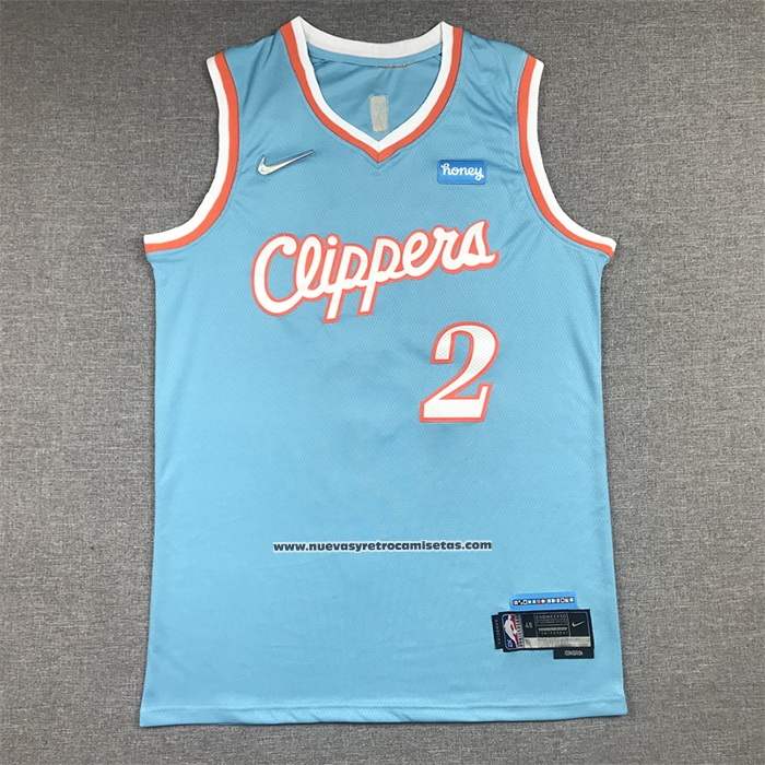 Maglia Los Angeles Clippers Kawhi Leonard #2 Citta 2021-22 Blu